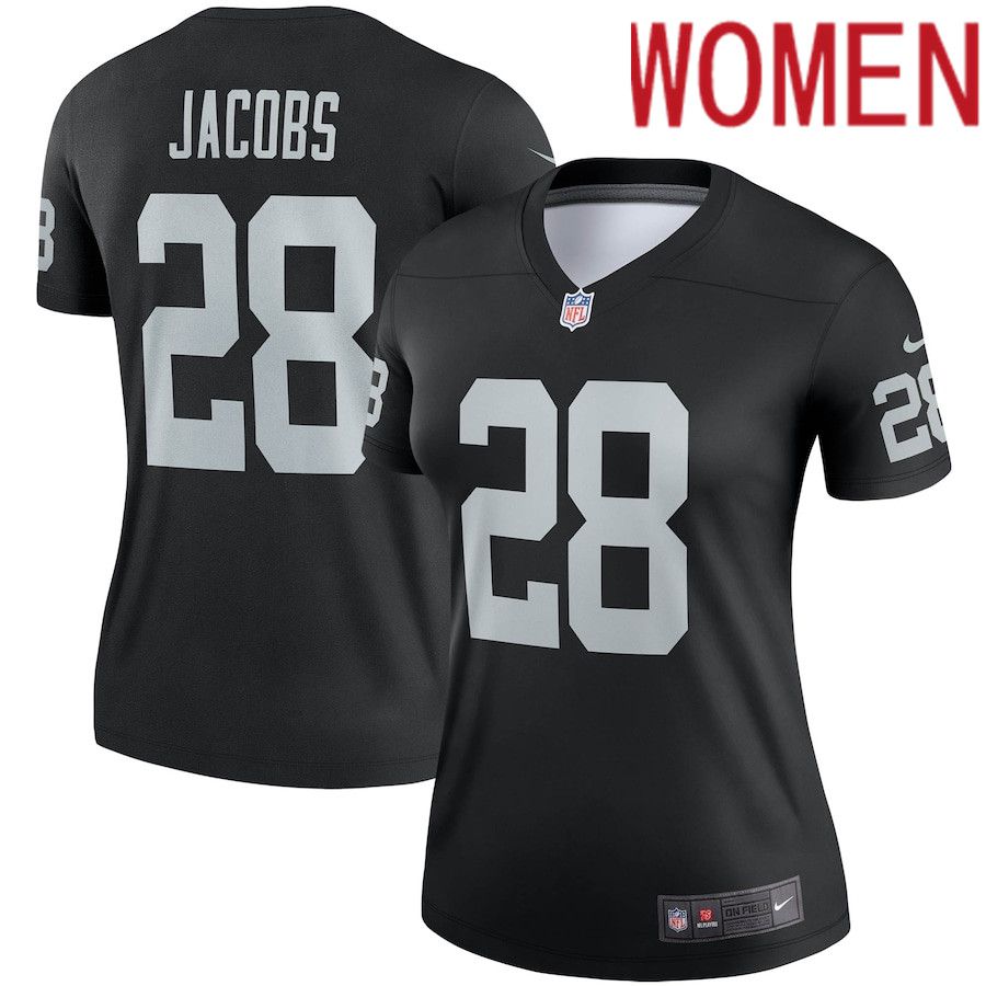Women Oakland Raiders #28 Josh Jacobs Nike Black Legend NFL Jersey->women nfl jersey->Women Jersey